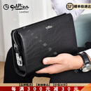Goldlion【高端奢品】手拿包男真皮密码锁拉链手抓包大容量高档鳄鱼纹手包 黑色