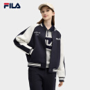 FILA 斐乐官方女士针织长袖外套2025春季新款时尚休闲拼色棒球服 秘镜蓝-DB M （165/84A/M）