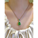 舒沫缅甸A货翡翠葫芦吊坠18K金镶嵌老坑天然高冰种福豆颈饰项链带证书