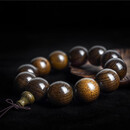 品饰匠奢侈高端金丝楠阴沉木四川料佛珠手串猫眼纹12颗满花纹男女款手链 金丝楠猫眼纹2.0 阴沉木 20mm