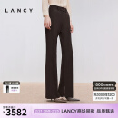 朗姿/LANCY2024冬季新款复古通勤直筒西装裤女绵羊毛通勤商务长裤 巧克力色 XL