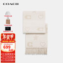 蔻驰（COACH）女士羊毛围巾图案款保暖围脖白色CU810【品牌授权直供】年货礼物