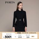 PORTS宝姿秋冬新品女装长袖中长连衣裙LM9D059NWF037 黑色 6