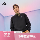 adidas情侣休闲宽松抓绒圆领长袖卫衣套头衫男女冬阿迪达斯轻运动   黑色/白   L