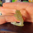 古珍 翡翠A货茶绿色黄翡菩提悟道山水小摆件送长辈妈妈老婆女朋友礼物 茶绿菩提悟道