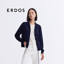 ERDOS【精纺丝绒】春夏小翻领假两件针织女宽松上衣开衫羊绒衫 藏蓝 L 170/88A