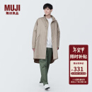 无印良品 MUJI 男式 木棉混 大衣 风衣外套男中长款长袖 AD0VDA4S 淡黄色 L(175/100A)