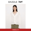 DAZZLEDAZZLE地素 2025春季新款荷叶边提花小上衣 白色 M