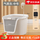 卷尾巴（CURLY TAIL）猫砂盆全封闭顶入式防臭防溅砂不漏尿特大号 灰色中号【10斤以内】 全封闭猫砂盆