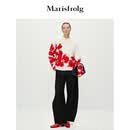 Marisfrolg【艺术家灵感】玛丝菲尔春新款圆领正肩撞色针织衫 米白 XL