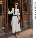 歌力思（ELLASSAY）【100%桑蚕丝】博主同款25春夏新款度假镂空连衣裙女EWB361Y00700 纯净白 S