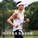 QINKUNG轻功导汗大师跑步背心马拉松透气不黏身速干运动无袖T恤春夏新款 【男款】白色 L