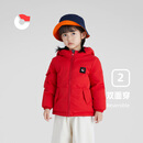 保姆鹅 儿童羽绒服宝宝双面羽绒服加厚小童短款耐污羽绒外套 中国红 130