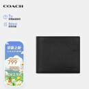 蔻驰（COACH）【品牌直供】男士短款折叠钱包卡包黑色皮革CR911BLK