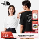 北面（The North Face）短袖T恤男女同款小熊帐篷露营宽松透气休闲半袖24春夏新款|8CST JK3/宇宙黑 L /175