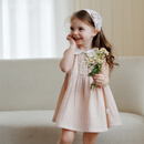 OAK FAMILY夏季新品2025女宝宝无袖连衣裙文艺娃娃领儿童公主裙 粉色 （不含头饰） 100 cm
