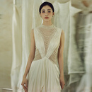 季节里简约婚纱素雅轻便重工轻新娘2024新款感气质珍珠链性感缎面迎宾出 图片色 赠送头纱手套 L