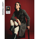 朗姿法式气质小香风收腰新年a字裙2025秋季新款高级感长袖连衣裙 黑色2 M