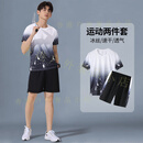 SKINS速干衣运动套装男短袖冰丝速干健身衣跑步短裤羽毛球服训练装备 运动两件套【冰丝透气】渐变白 M