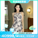 Monster Guardians女感2025新款保守连体裙式遮肚显瘦运动平角泡温泉游泳装 6037黑玫瑰 S