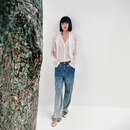 ERDOS【刘雯同款】春夏精纺V领抽条修身打底开衫背心女羊绒衫 白 M 165/84A