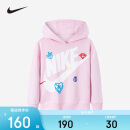 NIKE耐克童装女童纯棉连帽卫衣春秋儿童舒适毛圈休闲上衣小婴童