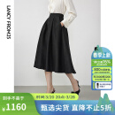 朗姿【王楚然同款】法式小香风高级感半裙春秋新款赫本风半身裙 黑色 L