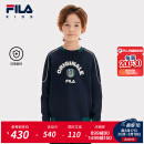 FILA【抗菌】斐乐童装儿童上衣2025年春季新款男大童宽松套头卫衣 深水手蓝-DB 170