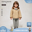 Teenie Weenie Kids小熊童装24秋款男宝宝可拆连帽按扣印花棉服 米色 100cm