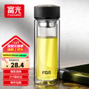 富光 男女士双层玻璃杯 水杯 支持团购定制 304杯子泡茶杯400ML黑