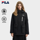 FILA 斐护科技|斐乐官方女士棉服2024冬新款休闲宽松保暖防水连帽外套 正黑色-BK 175/92A/XL