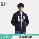Gap男女装秋季印花字母logo抓绒连帽卫衣休闲660128外套 海军蓝 175/96A(L) 亚洲尺码