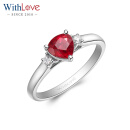 WithLove18K金水滴形克拉有烧鸽血红红宝石群镶钻石戒指女戒 1.16克拉 白18K金/现货14号