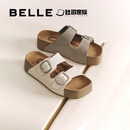百丽（Belle）张凌赫推荐生巧吐司勃肯鞋女25夏新款魔术贴拖鞋D5Z1DBT5预售 米白【沈月同款】 （2.0升级） 37