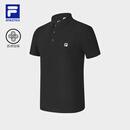 FILA 斐乐官方男子针织短袖POLO衫2025夏季新款健身运动基础上衣 深黑-BK L 175/96A/L