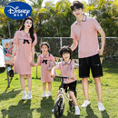 迪士尼（DISNEY）亲子装夏季一家三口四口2025新款全家母子母女装洋气连衣裙polo衫 套装(男T恤+裤子/女连衣裙) 180 爸爸XL码(130-150斤)