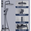 金氛围灯电子数显温度控温斜面数显淋浴花洒套装家用热水器电热水 黑色数显 方喷