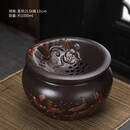 赏福紫陶茶渣缸茶洗大容量高端废水桶带过滤水缸杯洗陶瓷功夫茶具配件 DY紫陶荷花双鱼茶渣缸带过滤 无规格