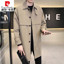 皮尔卡丹（pierre cardin）中长款风衣外套男春秋款韩版潮牌卡其2024新款男士风大衣男春秋款 卡其色 M 100-135斤