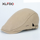 XLFDO轻奢品牌贝雷帽男鸭舌帽百搭英伦复古帽子男秋季透气画家帽前进帽 卡其 均码 可调节常规码（56-60cm)