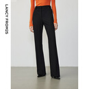 朗姿复古通勤高弹喇叭裤西裤冬季新款职业气质高腰女士西装裤长裤 夜幕黑色不加绒 L