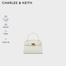 CHARLES&KEITH金属扣带凯莉包婚包手提单肩包包女包生日礼物CK2-50270880 Cream奶白色 S