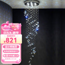 楼梯吊灯现代轻奢水晶loft公寓别墅复式楼客厅挑空旋转蝴蝶长吊灯 直径40cm 高度1.2米 LED三色调光