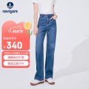 Navigare意大利小帆船女士轻薄凉感直筒长裤高腰牛仔裤2312574517 蓝 M 