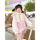 TO ALICE【To Alice】熊之原创暖暖粉兔毛毛领纯色加绒卫衣连帽公主秋冬洋 C5787粉色卫衣 均码