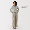无印良品（MUJI）女式 汉麻 宽版裤 裤子女款 休闲裤阔腿裤长裤 25年春季 淡黄色 M （160/66A）