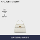CHARLES&KEITH金属扣带凯莉包婚包手提单肩包包女包生日母亲节礼物CK2-50270880 Cream奶白色 S
