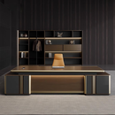 御杼高档老板桌办公桌简约现代轻奢总裁桌董事长大班台办公室桌椅组合 2.0米轻奢老板桌