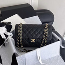 【二手95新】Chanel香奈儿 经典款 2.55 CF中号 羊皮 牛皮 荔枝皮 女士单肩包斜挎包 Jumbo黑金荔枝皮99新