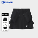 FILA FUSION斐乐潮牌女子梭织裙2025夏季新款时尚休闲吊带半身裙 正黑色-BK M 165/66A/M